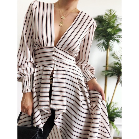 Last one✨Dean Striped Duster Blouse - Picture 6 of 8